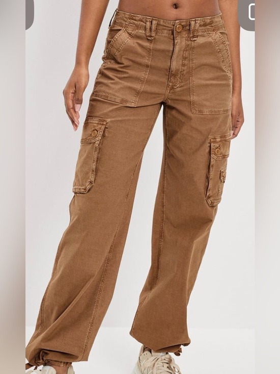 American Eagle Outfitters Pants - American Eagle SZ 8 Baggy Jogger Cargo Pants Khaki High Rise Streetwear Stretch